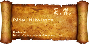 Ráday Nikoletta névjegykártya